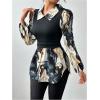 image:imageGORGLITTER Womens Long Sleeve Peplum Tops Blouse Dressy Casual Button Down Collared Shirts Fall Teacher Baby Doll TopsMulticolor