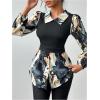 image:imageGORGLITTER Womens Long Sleeve Peplum Tops Blouse Dressy Casual Button Down Collared Shirts Fall Teacher Baby Doll TopsMulticolor