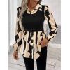 image:imageGORGLITTER Womens Long Sleeve Peplum Tops Blouse Dressy Casual Button Down Collared Shirts Fall Teacher Baby Doll TopsStriped Black