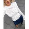 image:imageGORGLITTER Womens Mesh Lace Long Sleeve Shirts Cropped Sheer Crew Neck Fitted Going Out TopsWhite
