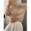 image:imageGORGLITTER Womens Mesh Tops Sheer See Through Long Sleeve Boat Neck T Shirts Cover Up Sexy Spring Outfits 2026Apricot