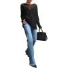 image:imageGORGLITTER Womens Mesh Tops Sheer See Through Long Sleeve Boat Neck T Shirts Cover Up Sexy Spring Outfits 2026Black