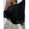 image:imageGORGLITTER Womens Mesh Tops Sheer See Through Long Sleeve Boat Neck T Shirts Cover Up Sexy Spring Outfits 2026Black2