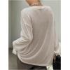 image:imageGORGLITTER Womens Mesh Tops Sheer See Through Long Sleeve Boat Neck T Shirts Cover Up Sexy Spring Outfits 2026Solid Apricot