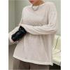 image:imageGORGLITTER Womens Mesh Tops Sheer See Through Long Sleeve Boat Neck T Shirts Cover Up Sexy Spring Outfits 2026Solid Apricot