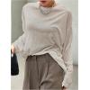 image:imageGORGLITTER Womens Mesh Tops Sheer See Through Long Sleeve Boat Neck T Shirts Cover Up Sexy Spring Outfits 2026Solid Apricot