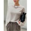 image:imageGORGLITTER Womens Mesh Tops Sheer See Through Long Sleeve Boat Neck T Shirts Cover Up Sexy Spring Outfits 2026Solid Apricot