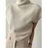 image:imageGORGLITTER Womens Mock Neck Sweater Tank Cap Sleeve Trendy Dressy Casual Knit Sweaters VestApricot