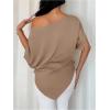 image:imageGORGLITTER Womens Off The Shoulder Asymmetrical Tops Dressy Dolman Sleeve Ruched Going Out Blouse Poncho ShirtsKhaki