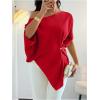 image:imageGORGLITTER Womens Off The Shoulder Asymmetrical Tops Dressy Dolman Sleeve Ruched Going Out Blouse Poncho ShirtsRed