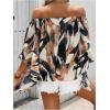 image:imageGORGLITTER Womens Off The Shoulder Tops Boho Asymmetrical 34 Sleeve Ruffle Colorful Blouses Shirt Tops Dressy CasualBlack