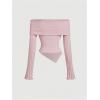 image:imageGORGLITTER Womens Off The Shoulder Tops Bow Cute Y2k Ruched Asymmetrical Long Sleeve Crop Tops Shirts Going Out Brunch Outfits