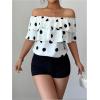 image:imageGORGLITTER Womens Off The Shoulder Tops Polka Dots Ruffle Trim Dressy Casual BlouseMulticolor