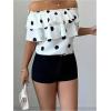 image:imageGORGLITTER Womens Off The Shoulder Tops Polka Dots Ruffle Trim Dressy Casual BlouseMulticolor