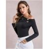 image:imageGORGLITTER Womens One Shoulder Long Sleeve Tops Dressy Casual Fall Asymmetrical Neck Butterfly Fitted Going Out TopsButterfly Black