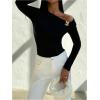 image:imageGORGLITTER Womens One Shoulder Long Sleeve Tops Dressy Casual Fall Asymmetrical Neck Butterfly Fitted Going Out TopsButterfly Black