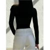 image:imageGORGLITTER Womens One Shoulder Long Sleeve Tops Dressy Casual Fall Asymmetrical Neck Butterfly Fitted Going Out TopsButterfly Black