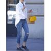 image:imageGORGLITTER Womens Oversized Shirts Causal Dressy Tie Cuff Long Sleeve Collared Business Work Dress Blouses TopsWhite
