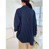 image:imageGORGLITTER Womens Oversized Striped Button Down Shirts Boyfriend Dressy Casual Long Sleeve Collared Work Blouses TopsDark Wash
