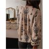 image:imageGORGLITTER Womens Peasant Blouses Boho Button Down Rodeo Outfits Vintage Floral Ruffled Bishop Long Sleeve Shirts TopsApricot
