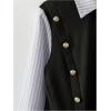 image:imageGORGLITTER Womens Peplum Baby Doll Tops Casual 2 in 1 Striped Ruffle Hem Long Sleeve Collared Shirts Dress Blouse TopBlack