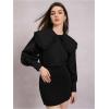 image:imageGORGLITTER Womens Peter Pan Collar Shirt Blouse Long Sleeve Ruffle Large Doll Collar Button Shirt Tops Trendy 2025Light Black