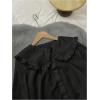 image:imageGORGLITTER Womens Peter Pan Collar Shirt Long Sleeve Blouse Dressy Casual Button Down Shirt Fall Fashion 2025Black