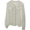 image:imageGORGLITTER Womens Peter Pan Collar Shirt Long Sleeve Blouse Dressy Casual Button Down Shirt Fall Fashion 2025White