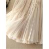 image:imageGORGLITTER Womens Pleated Skirts Elastic High Waisted Mesh Flowy ALine Party Long Tutu SkirtApricot