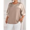 image:imageGORGLITTER Womens Plus Size 34 Sleeve Tops Blouses Dressy Casual Metallic Satin Work Loose Tunic Shirt Going Out TopsChampagne