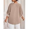 image:imageGORGLITTER Womens Plus Size 34 Sleeve Tops Blouses Dressy Casual Metallic Satin Work Loose Tunic Shirt Going Out TopsChampagne