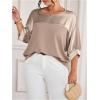 image:imageGORGLITTER Womens Plus Size 34 Sleeve Tops Blouses Dressy Casual Metallic Satin Work Loose Tunic Shirt Going Out TopsChampagne