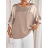 image:imageGORGLITTER Womens Plus Size 34 Sleeve Tops Blouses Dressy Casual Metallic Satin Work Loose Tunic Shirt Going Out TopsChampagne