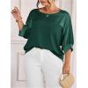 image:imageGORGLITTER Womens Plus Size 34 Sleeve Tops Blouses Dressy Casual Metallic Satin Work Loose Tunic Shirt Going Out TopsDark Green