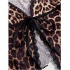 image:imageGORGLITTER Womens Plus Size Cheetah Print Tie Front Crop Top Animal Lace Bell Long Sleeve Blouse Shirt Holiday OutfitsBrown