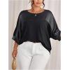 image:imageGORGLITTER Womens Plus Size Going Out Tops Casual Work Metallic Short Sleeve Crew Neck Tunic T Shirts Blouses TopsBlack