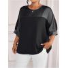 image:imageGORGLITTER Womens Plus Size Going Out Tops Casual Work Metallic Short Sleeve Crew Neck Tunic T Shirts Blouses TopsBlack