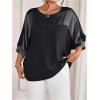 image:imageGORGLITTER Womens Plus Size Going Out Tops Casual Work Metallic Short Sleeve Crew Neck Tunic T Shirts Blouses TopsBlack