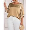 image:imageGORGLITTER Womens Plus Size Going Out Tops Casual Work Metallic Short Sleeve Crew Neck Tunic T Shirts Blouses TopsKhaki