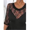 image:imageGORGLITTER Womens Plus Size Peplum Tops Sheer Mesh Lace Patchwork Tops Asymmetrical 34 Sleeve Crew Neck Tees ShirtBlack