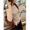 image:imageGORGLITTER Womens Polka Dots Long Sleeve Top Cute Y2k Going Out Tops Tiered Ruffle Crew Neck Peplum T ShirtWhite