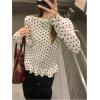 image:imageGORGLITTER Womens Polka Dots Long Sleeve Top Cute Y2k Going Out Tops Tiered Ruffle Crew Neck Peplum T ShirtWhite