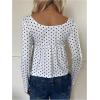 image:imageGORGLITTER Womens Polka Dots Peplum Shirts Square Neck Ruffle Trim Dressy Cute Casual Babydoll Tops TrendyWhite