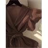 image:imageGORGLITTER Womens Ruffle Hem Peplum Baby Doll Tops Casual Summer Wrap Tie Front V Neck Short Sleeve Blouse Shirt TopsBrown