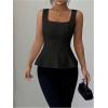 image:imageGORGLITTER Womens Ruffle Peplum Tank Tops Dressy Sleeveless Babydoll Square Neck Blouses Old Money Business Casual OutfitsBlack
