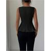 image:imageGORGLITTER Womens Ruffle Peplum Tank Tops Dressy Sleeveless Babydoll Square Neck Blouses Old Money Business Casual OutfitsBlack