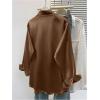 image:imageGORGLITTER Womens Satin Blouses Silk Button Down Shirts Long Sleeve Collared Dressy Business Casual TopsCoffee Brown