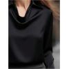image:imageGORGLITTER Womens Satin Silk Blouses Shirts Tops Causal Dressy Elegant Cowl Neck Long Sleeve Office Work BusinessBlack