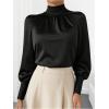 image:imageGORGLITTER Womens Satin Tops Blouses Shirts Bishop Long Sleeve Casual Elegant Dressy Office Work Tops Going Out OutfitsBlack