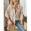 image:imageGORGLITTER Womens Sheer Button Down Shirts Long Sleeve Work Office Business Fashion 2026 Dressy Blouse TopsBeige